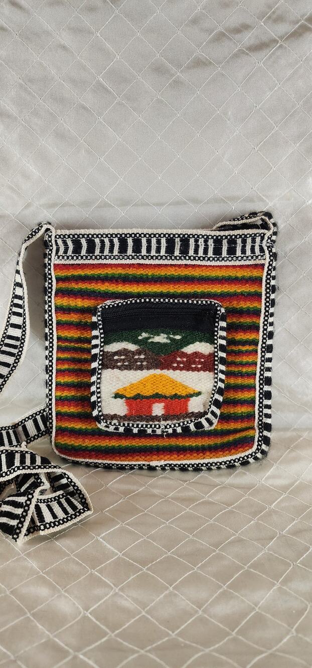 Peru Woven Crossbody Bag Colorful Striped Village Folk Art Small Purse